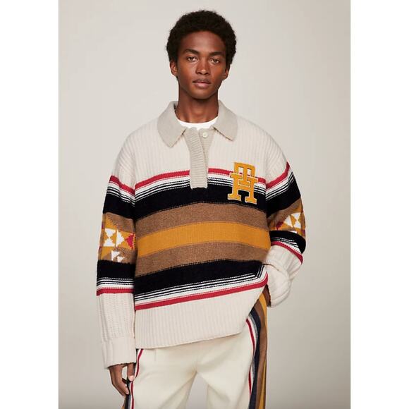NEW Tommy Hilfiger x Pendleton Men's Valley Stripe Rugby Jumper Sweater Size XXL